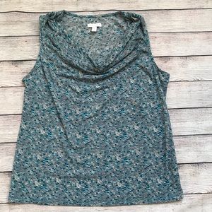 Cowl neck sleeveless print top XL